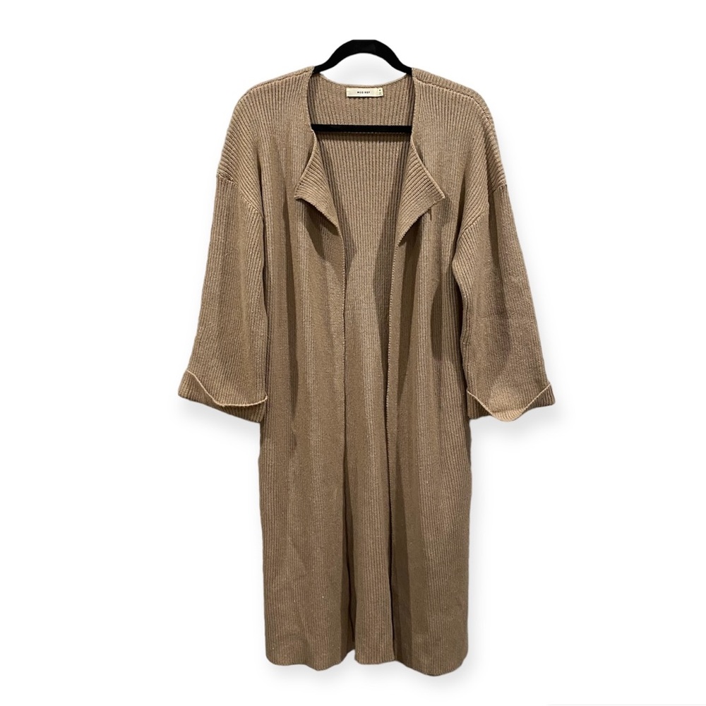 Mod Ref Longline Knit Cardigan Open Front Side Sl… - image 1